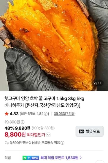 영암 호박 밤고구마 특상 1.5kg