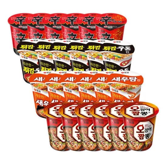 신라면+튀김우동+새우탕+오짬뽕 6입4개(총24개) (19,330원/무료)