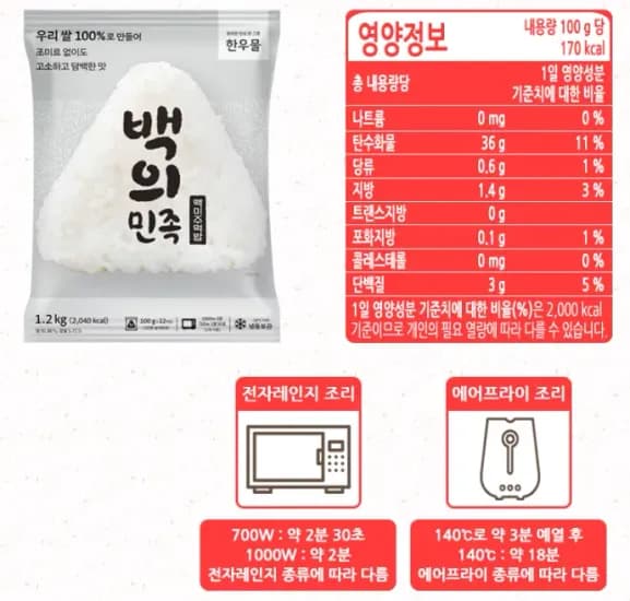 백미주먹밥 100g x 48개 (냉동밥 쌀먹) (11,890원/무료)