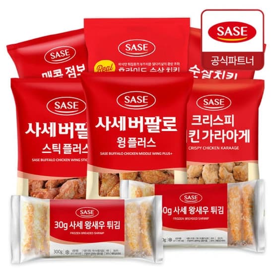 사세 버팔로스틱 1kg 윙 플러스 봉 스틱 가라아게 새우튀김 순살치킨 ( 9,900원 / 무료 배송 )