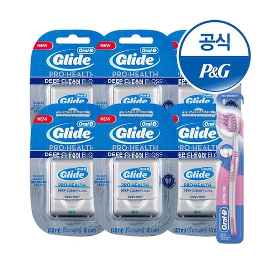 오랄비 글라이드 딥 클린 40m 6개 + 칫솔 1입증정 (12,580원/무료배송)