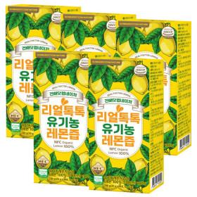 지마켓)리얼톡톡 유기농 레몬즙 5박스(총70포) NFC 100% 착즙 레몬수 원액 레몬 주스 레몬물 액상 스틱 (4+1행사)