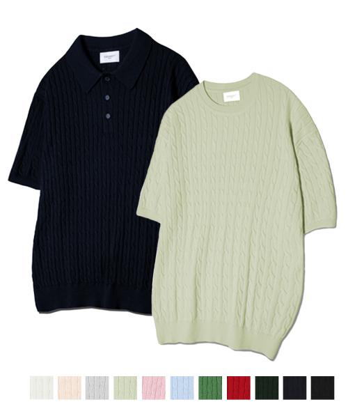 커넥트킨록 썸머 케이블 카라+라운드 반팔니트 (39,990원/무배)