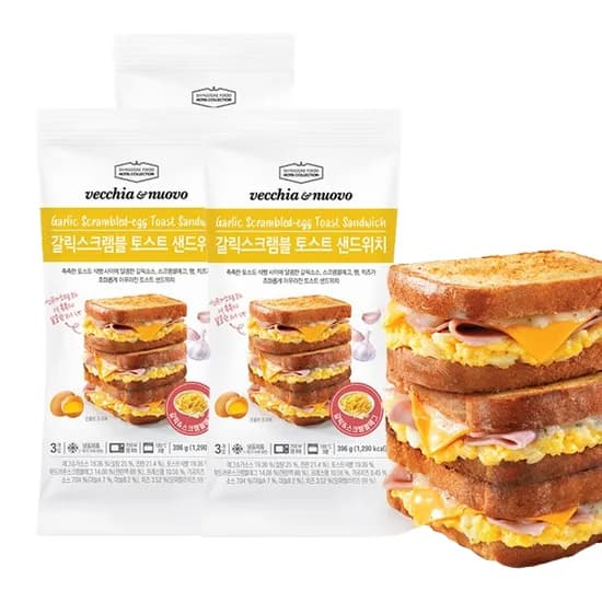 베키아에누보 갈릭 스크램블 토스트 샌드위치 396g x 3팩 총9개「30,220원/무료배송」