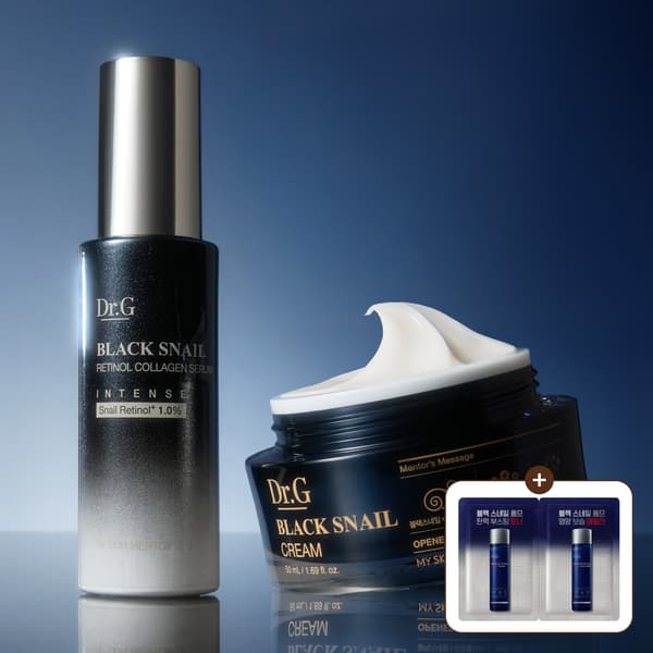 닥터지 블랙스네일 레티놀 콜라겐 세럼 인텐스 30mL+블랙 스네일 크림 50mL 2종 세트 (35000/무료)