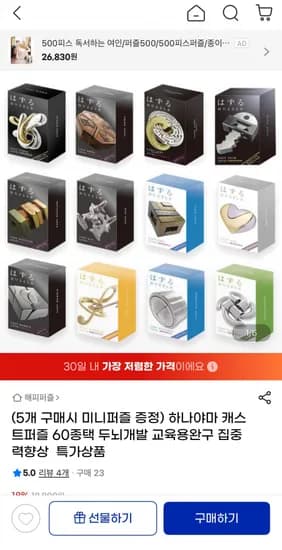 두뇌개발 하나야마 입체 고리 퍼즐 (15,360원/무배)