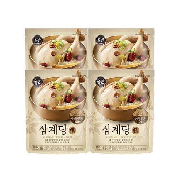 올반 삼계탕 정 900g x 4팩「29,910원/무료배송」