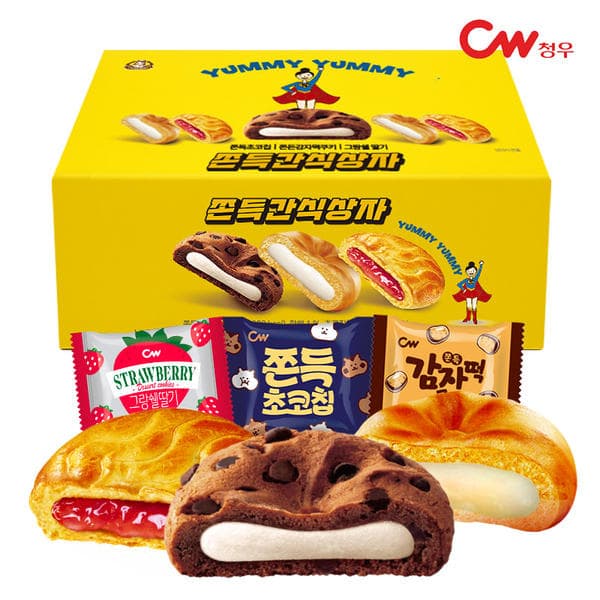 청우 쫀득초코칩+사과쨈쿠키+감자떡쿠키 33봉 (11,500원) (무료)