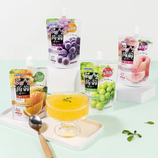 오리히로 일본 곤약젤리 짜먹는 곤약젤리 파우치 130gx 8개 포도복숭아샤인머스켓오렌지 (17900/무료)