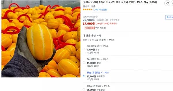 성주 꿀참외 못난이 5kg