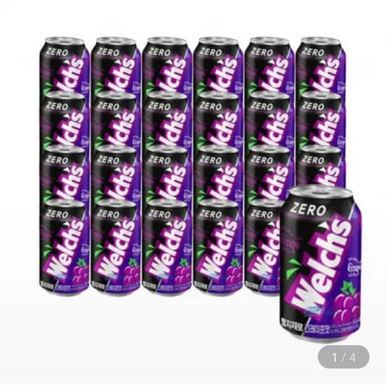 웰치스 제로 칼로리 포도맛 355ml 24캔 (12,800원 / 무료)