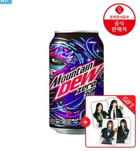 마운틴듀 제로슈거블루 355ml 24캔 QWER 포토카드 1세트