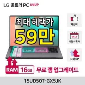 LG 울트라PC 15UD50T-GX5JK 램 16GB SSD 256GB