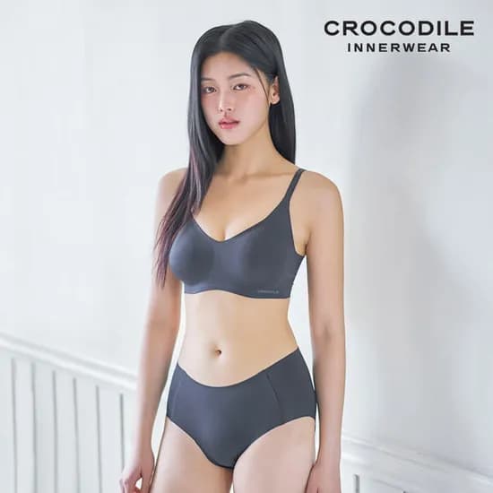 감탄브라 소프트 쿨인견 쉘론 볼륨핏 패드일체 후크형 브라+팬티 2종세트 블랙