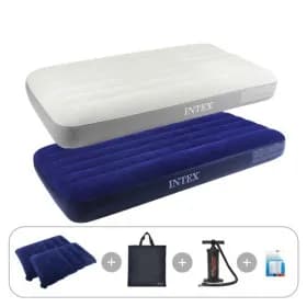 인텍스 듀라빔 블루 아이보리 에어매트 가방 핸드펌프 M 고급 에어베개 수리패치 풀세트