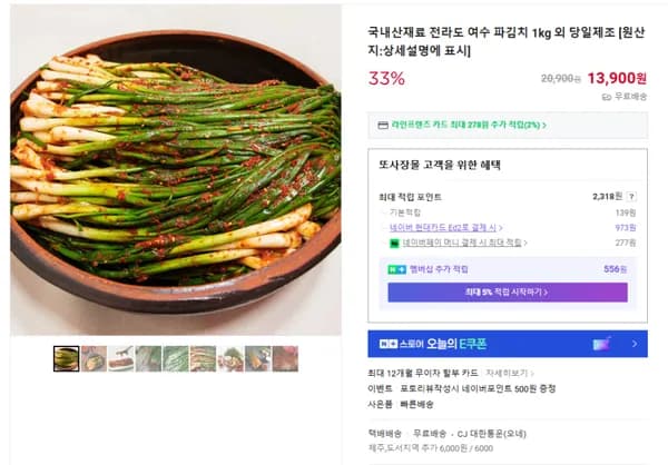 전라도 여수 파김치 1kg