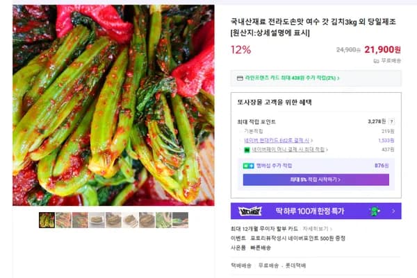 손맛 여수 갓김치 3kg