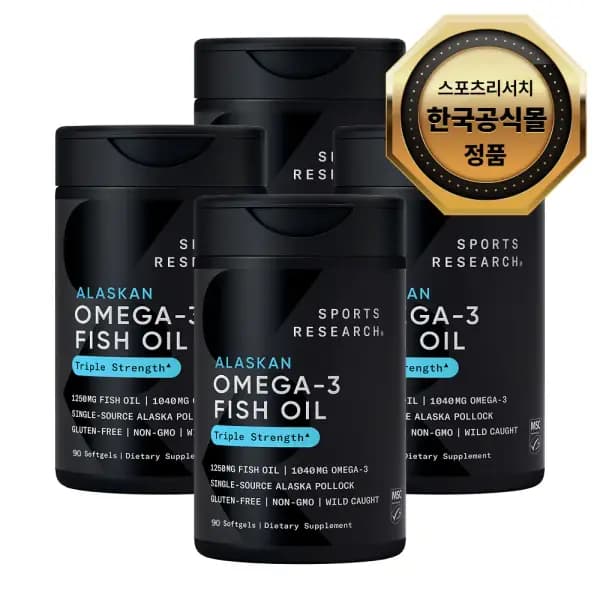 스포츠리서치 오메가3 피쉬 오일 3배 강도 소프트젤 90정 x 4병