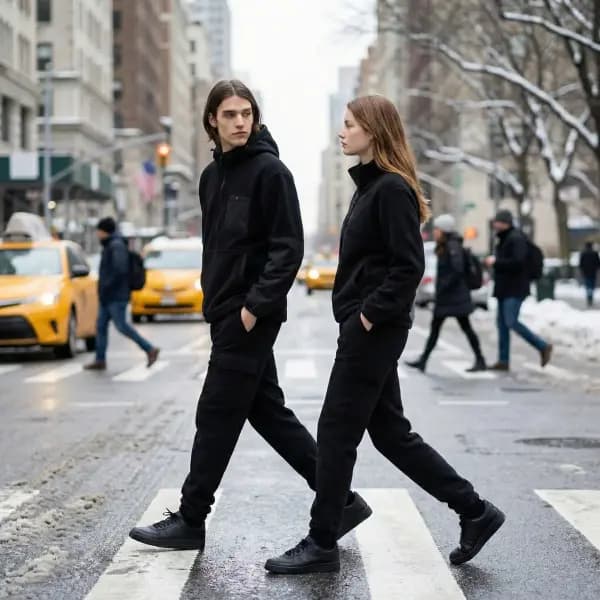 플리스 아노락 조거팬츠 세트