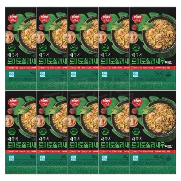 시아스 태국식 토마토 칠리새우 볶음밥 250g 10개