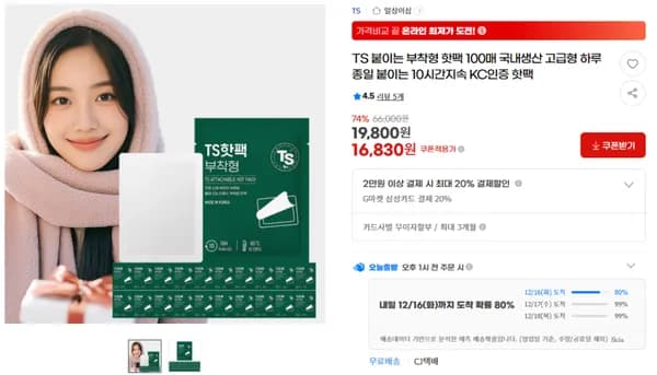 TS 핫팩 100매