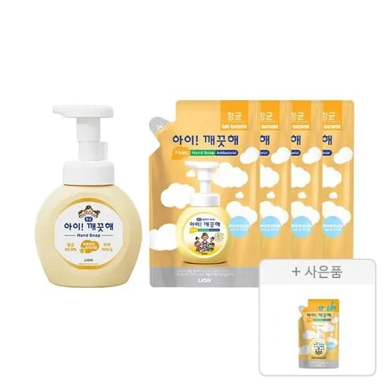 아이깨끗해 핸드워시 순 용기 250ml 1개 리필 200ml 4개 증정 순 222ml 1개