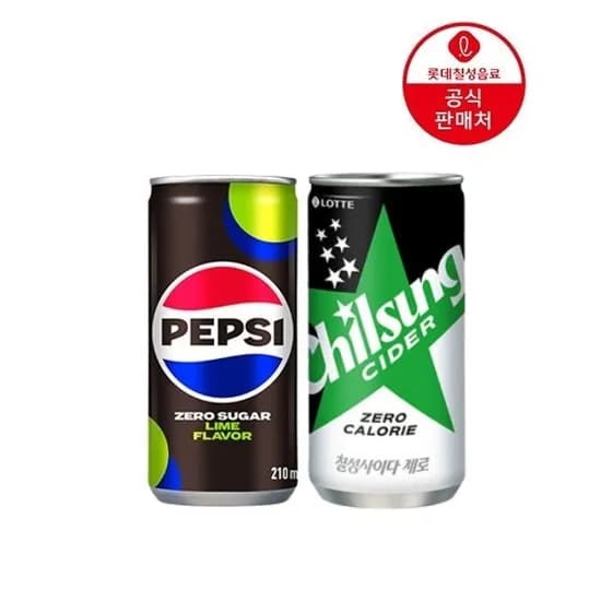 펩시제로 210ml 30캔 칠성사이다제로 210ml 30캔 펩시제로라임 210ml 60