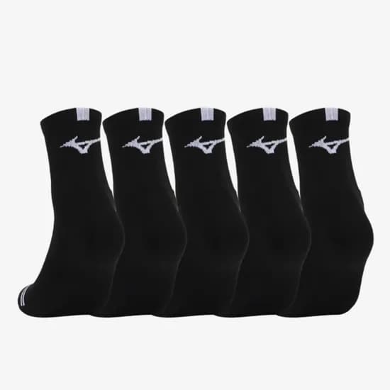 미즈노 퍼포먼스 이중 쿠셔닝 미드 스포츠 양말 남여공용 블랙 5족