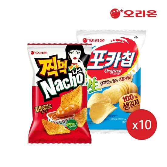 오리온 찍먹 나쵸 치폴레마요 84g 10개 + 포카칩 오리지널 66g 10개 삼성월렛 19