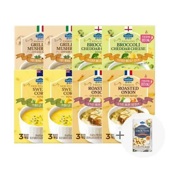 폰타나 지함수프 버라이어티 기획 60g 8개 프렌치 크루통 갈릭&파슬리 28g 1개