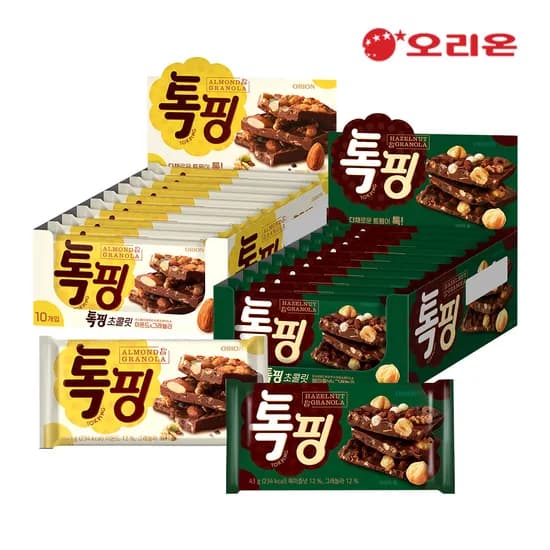 톡핑 초콜릿 43g 아몬드 10개 헤이즐넛 10개