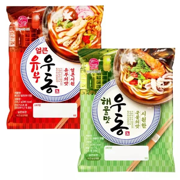 한일식품 본고장 얼큰유부우동 234.2g 3개 + 해물우동 212g 3개 (7500원,무료배송)