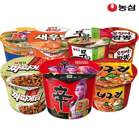 농심 큰사발4종 16개(신라면4+새우탕4+튀김우동4+너구리4) (16,380원/무료 배송)
