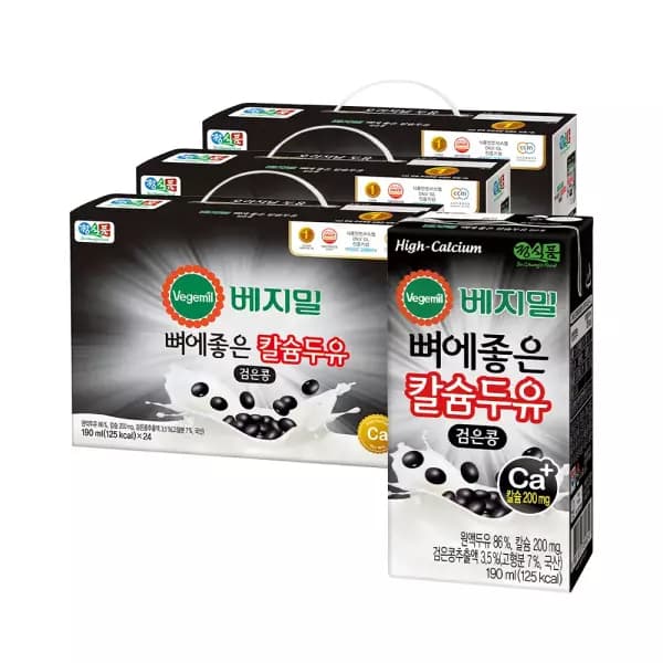 베지밀 뼈에좋은칼슘검은콩 두유 190ml 72팩 (28710원,무료배송)