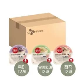 G햇반 흑미밥 210g x12개+발아현미밥 210g x12개+잡곡밥 210g x12개 (32,290원) (무료배송)