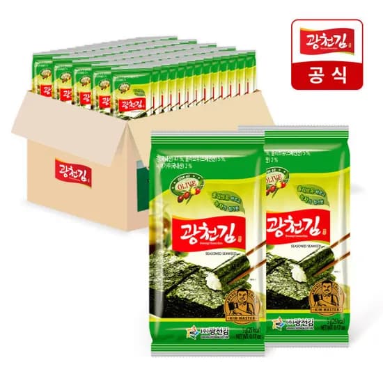 광천김 올리브 녹차 도시락김 5g 72봉 (17,930원/무료 배송)