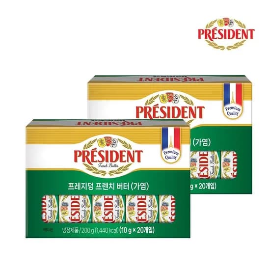 프레지덩 버터 가염 포션 20입x2개(총400g) (토스) (17,850원/무료 배송)
