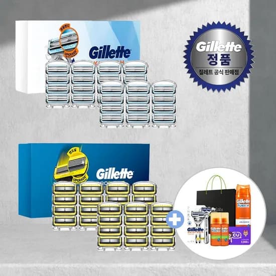 질레트 프로쉴드/스킨텍 메가팩 28입 설 특별 선물패키지 (토스삼카91,390/무료 배송)