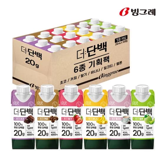 빙그레 더단백 250ml 6종 혼합 18개