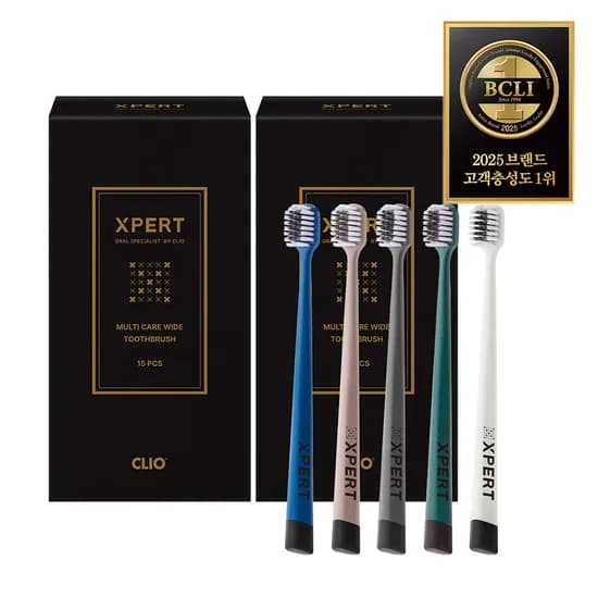 크리오 엑스퍼트 멀티케어 와이드 초극세모 올인원 칫솔 15입 2세트 치약 100g