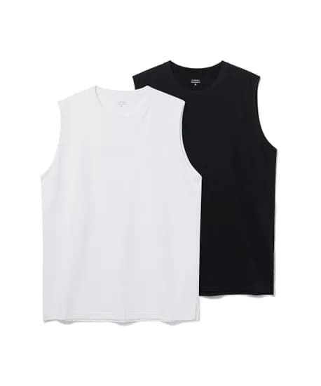 무신사 스탠다드 쿨탠다드 레이어드 슬리브리스 탑 일반기장 2팩