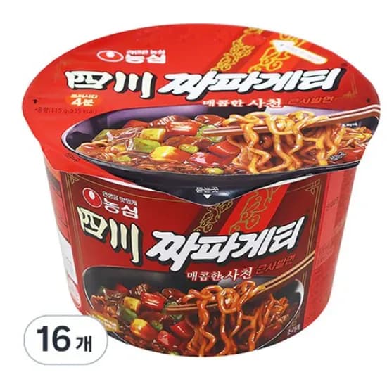 농심 사천 짜파게티 큰사발면 115g 16개