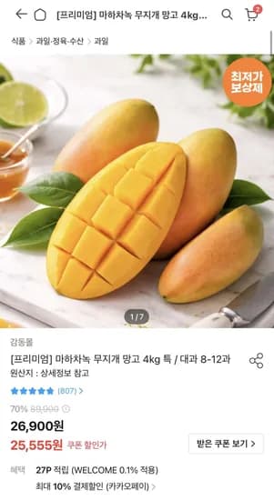 마하차녹 무지개망고 4kg