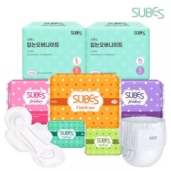 슈베스 입는오버나이트 5P x1팩 외 생리대 중형 대형 팬티라이너 슈퍼롱 골라담기 (3700원,무료배송)