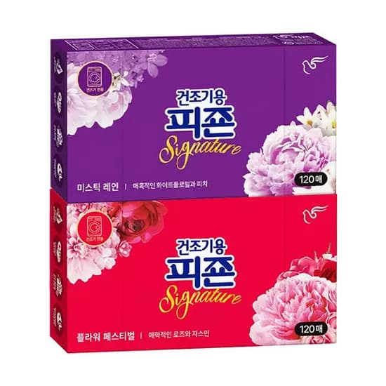 피죤 건조기용 드라이시트 미스틱레인 120매, 1개 + 플라워페스티벌 120매, 1개 (12900원,무료배송)
