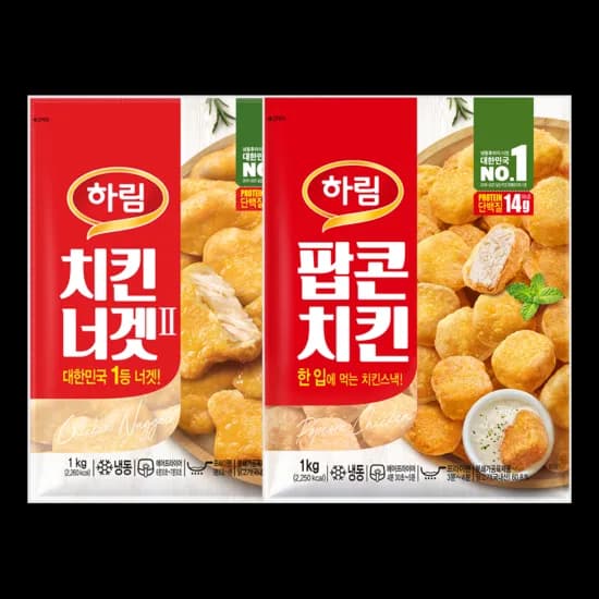 하림 팝콘치킨 1kg + 치킨너겟2 1kg (17,213원) (무배)