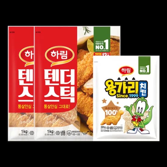 하림 텐더스틱 1kg 2팩 + 용가리치킨 300g 1팩 (페이코20,672원) (무배)