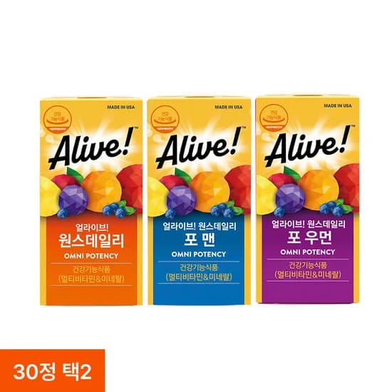 얼라이브 원스데일리 30정 1+1 (네멤) (21,410원) (무료)