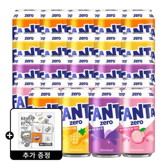 환타 제로 오렌지 파인 포도 피치 350ml 4종 24캔