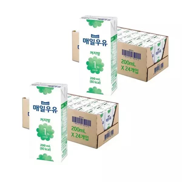 매일우유 멸균 저지방 1% 200ml 48개